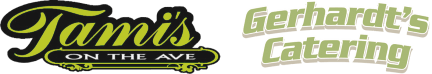 the logos for Tami's on the Ave and Gerhardt's Catering in Fairmont, MN
